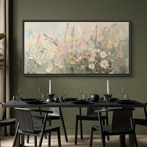 Large Wall Art Framed Canvas Prints Wildflower Meadow Oil Painting Soft ...