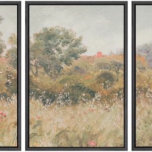 Framed Canvas Print Wall Art Set of 3 Wildflower Floral Botanical ...