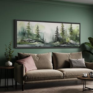 Framed Canvas Large Wall Art Misty Foggy Forest Landscape Print ...