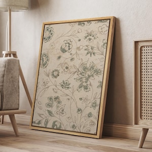 Framed Canvas Wall Art Vintage Wildflower Botanical Flower Prints Artwork Illustration Minimalist Modern Wall Art Living Room Decor