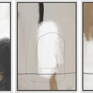 Dustinway Framed Canvas Print Wall Art Set Brown White Paint Strokes ...
