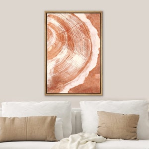 Dustinway Framed Canvas Print Wall Art Set of 2 Abstract Orange Wood ...