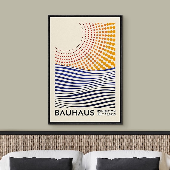 Dustinway Framed Canvas Print Wall Art Bauhaus Geometric Sun