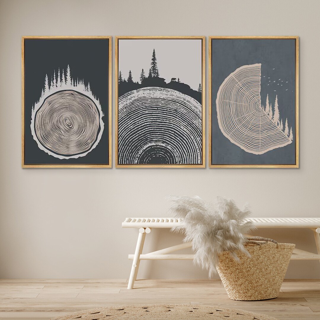 Dustinway Framed Canvas Print Wall Art Set of 3 Pastel Grunge Forest ...