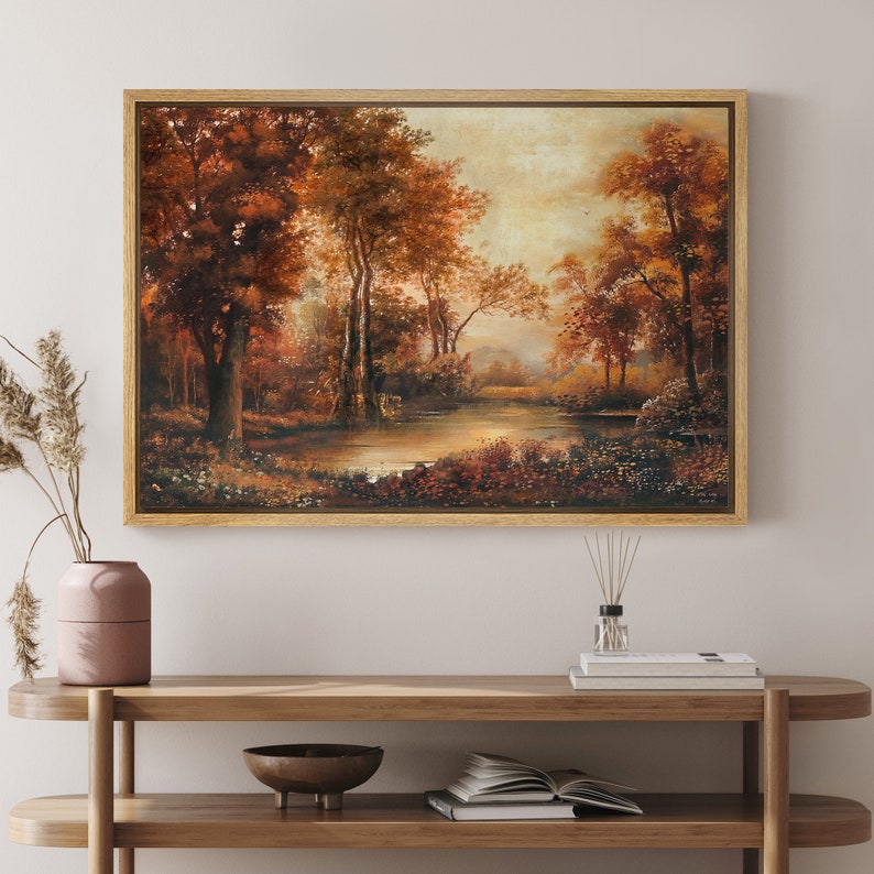 Framed Canvas Wall Art Prints Fall Forest Autumn Landscape Art Print ...