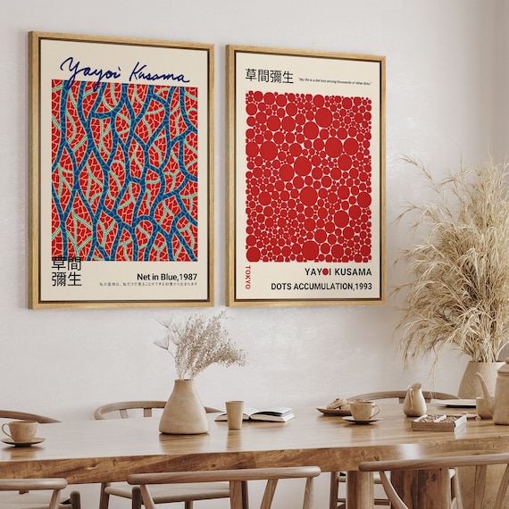 Dustinway Framed Canvas Print Wall Art Set of 2 Blue Red