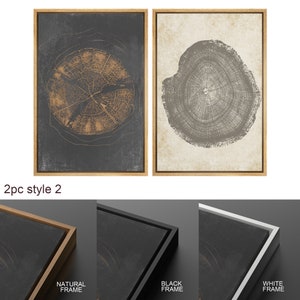 DustinWay Framed Canvas Print Wall Art Set of 3 Pastel Grunge Wood Tree Rings Abstract Illustrations Minimalist Modern Art Boho Decor image 6