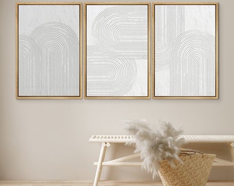 DustinWay Framed Canvas Print Wall Art Set Abstract Arches Prints Modern Art Neutral Minimalist Decor Living Room