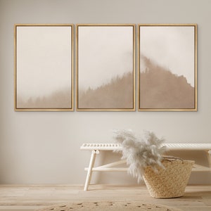 Framed Canvas Wall Art Prints Set of 3 Beige Brown Art Print Minimalist Modern Neutral Wall Art Farmhouse Wall Decor