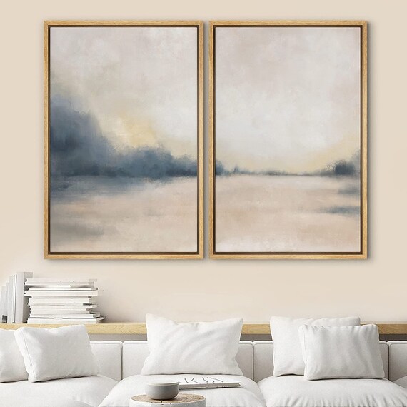 (Set of 2) 24 x 30 Faded Landscape Framed Wall Canvases Natural -  Threshold™