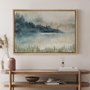 DustinWay Framed Canvas Wall Art Abstract Forest Landscape Nature Art Print Vintage Minimalist Modern Wall Decor