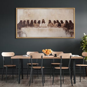 Large Framed Canvas the Last Supper Religious Wall Art Jesus Christ and ...