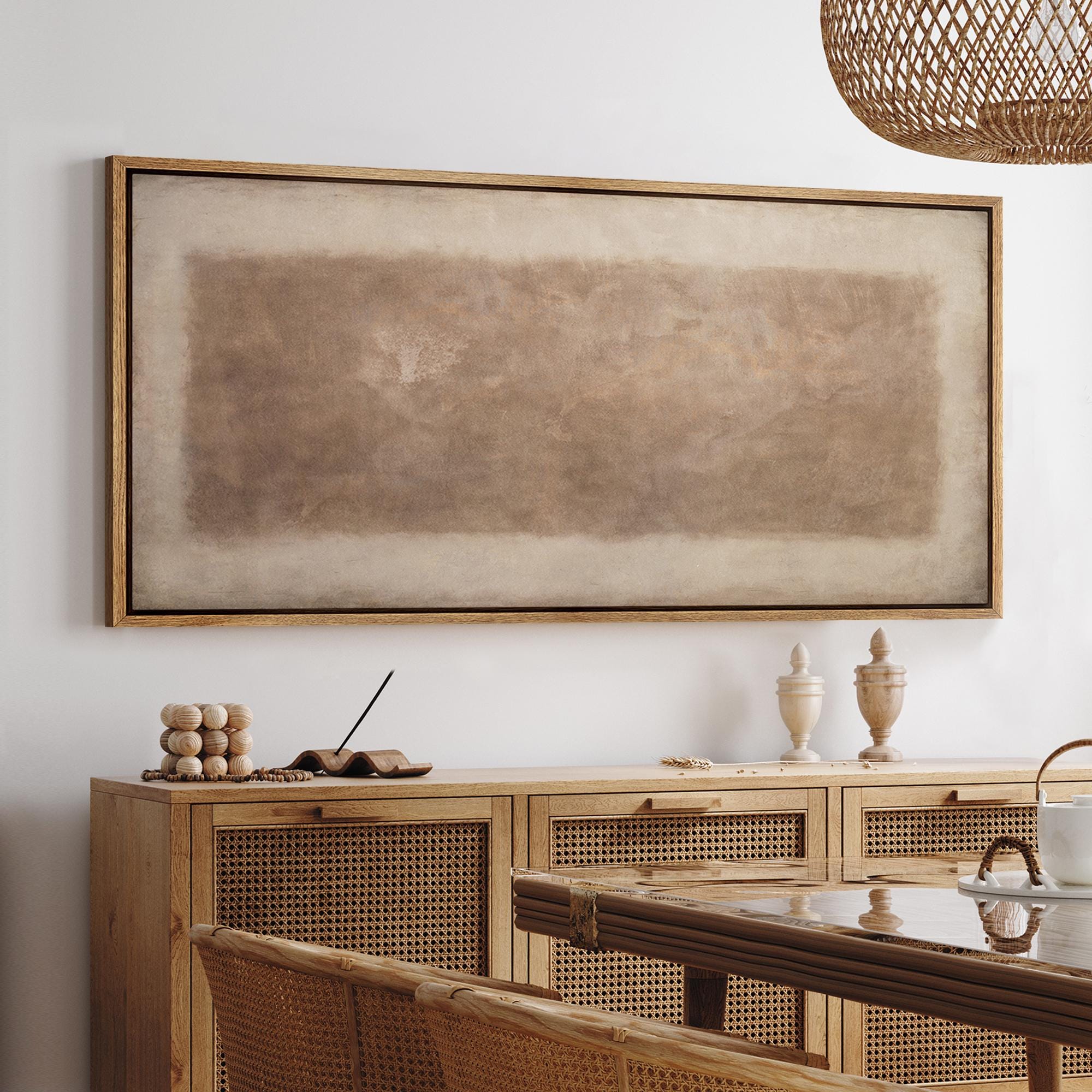 画材 ModernAbstractArtmodernabstract80x53x4cm Large Framed Neutral Abstract Wall Art, Soft Brown and Beige Color