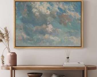 DustinWay Framed Canvas Print Wall Art Clouds by John Constable Modern Vintage Art Minimalist Wall Decor
