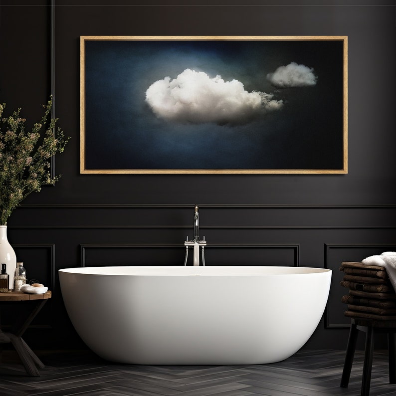 Framed Canvas Large Wall Art Sky Clouds Print Vintage Netural Abstract ...