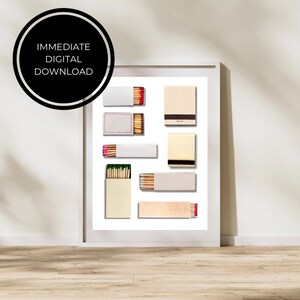 Blank Matchbox DIY Template | Collage Print Poster | Digital Download | Neutral Colors