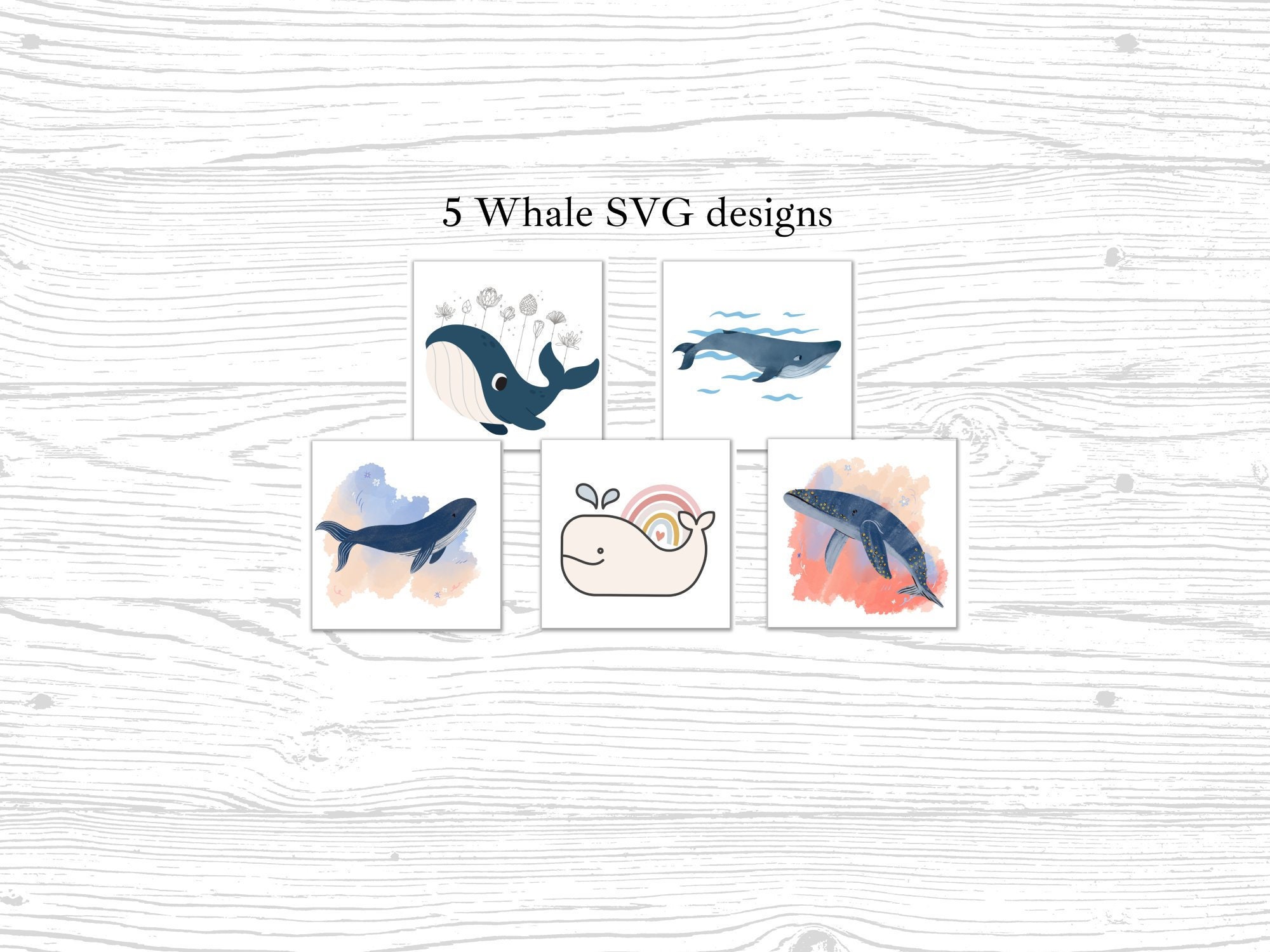 Whale SVG File 5 Whale Cut File Cute Whale Floral SVG File - Etsy