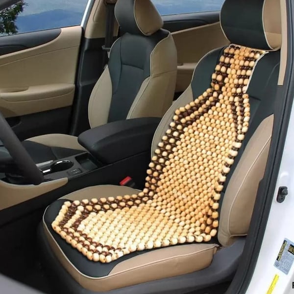 Beaded Car Seat Cover Real Wood | Car Accessories | Healthy | Comfortable | Handmade | Anti Stress | Breathing | Luxury | Affordable