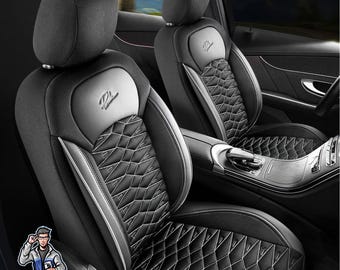 Juego de fundas para asientos de coche - Diseño Madrid / Accesorios de lujo para vehículos / Protección de asientos / Alta calidad / Compatible con airbags / Ajuste universal / Apto para mascotas