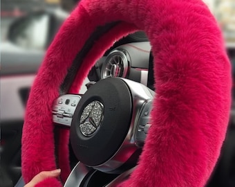 Fluffy Steering Wheel Cover | Extra Soft | Super Plush | Fuchsia, Gray, Pink, Black Color | Fashion | Universal | For Her | Gifts | Winter