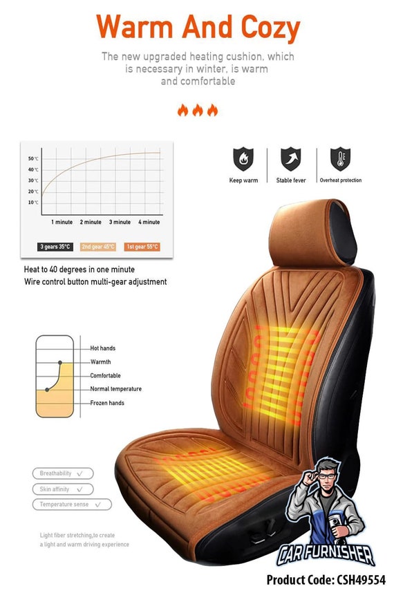 Autositzheizung Sitzbezug 2 Farben Vollset Vorder & Rücksitze 12V