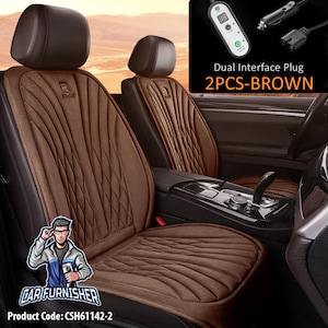Car Seat Heater Seat Cover (3 Colors) Front Seat Set | Fast Heating | 12V-24V Voltage | Car Accessories | Winter Seat Cover | Universal Fit
