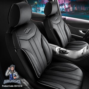 Juego de fundas para asientos de coche: diseño de Miami, piel sintética, ajuste universal, compatible con airbag, elegante, mejora del interior del coche, regalo para el coche