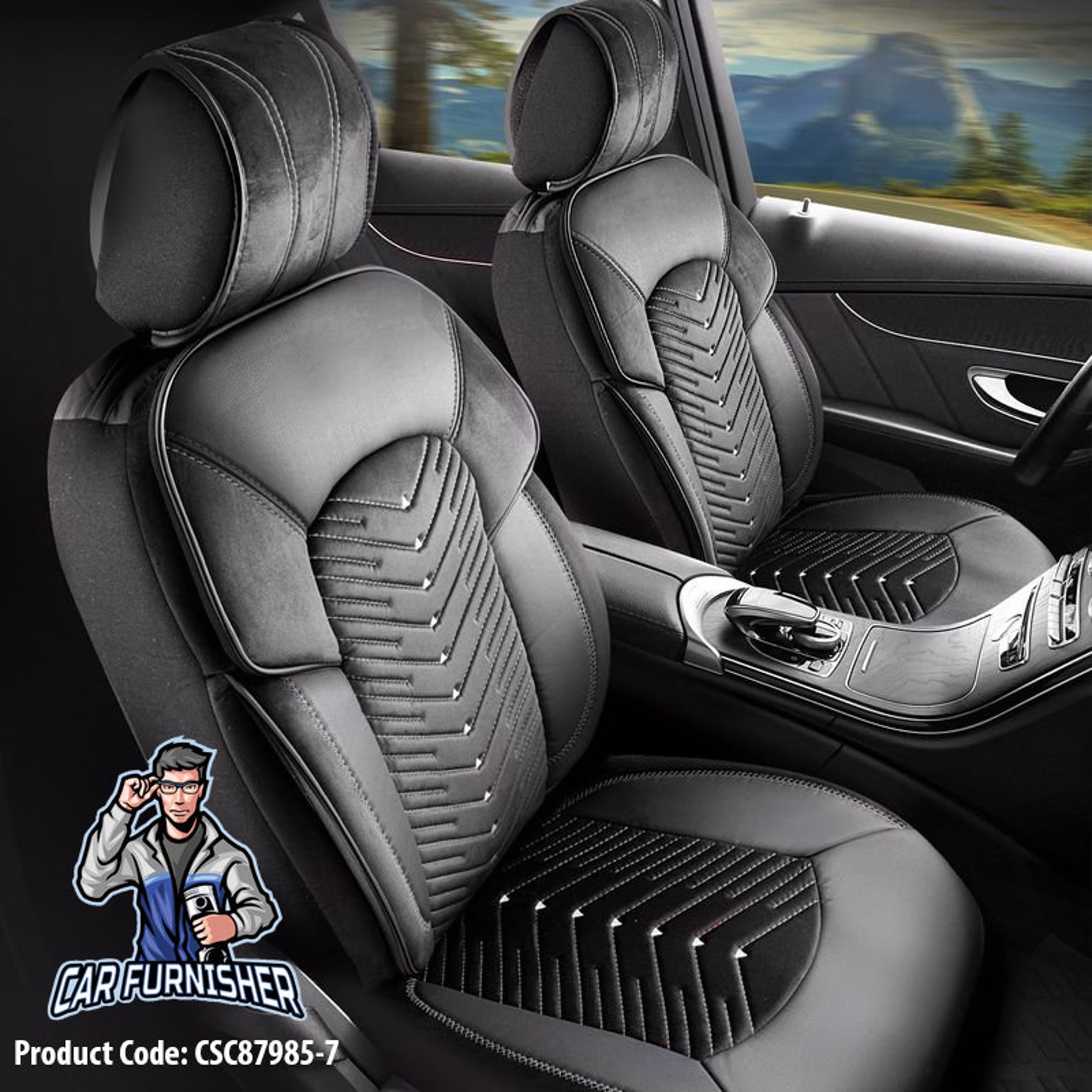 Car Seat Cover 7 Colors Full Set Car Accessories Leather Velvet Sporty