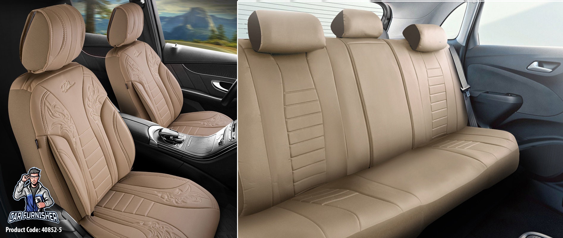 Autositzbezug 5 Farben Komplettset Autozubehör Leder Komfortabel Qualität  Kompatibel mit Armlehnen Mode Transformation - .de