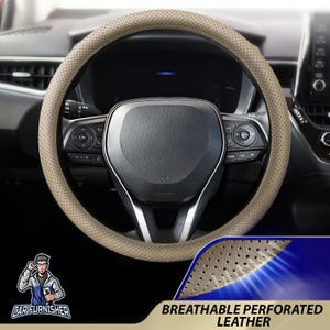 Lenkradbezug - Perforiertes Leder | Hohe Qualität | Autozubehör | Universal Passform | Rutschfest | Weicher Griff | Perfektes Geschenk | Auto Geschenk