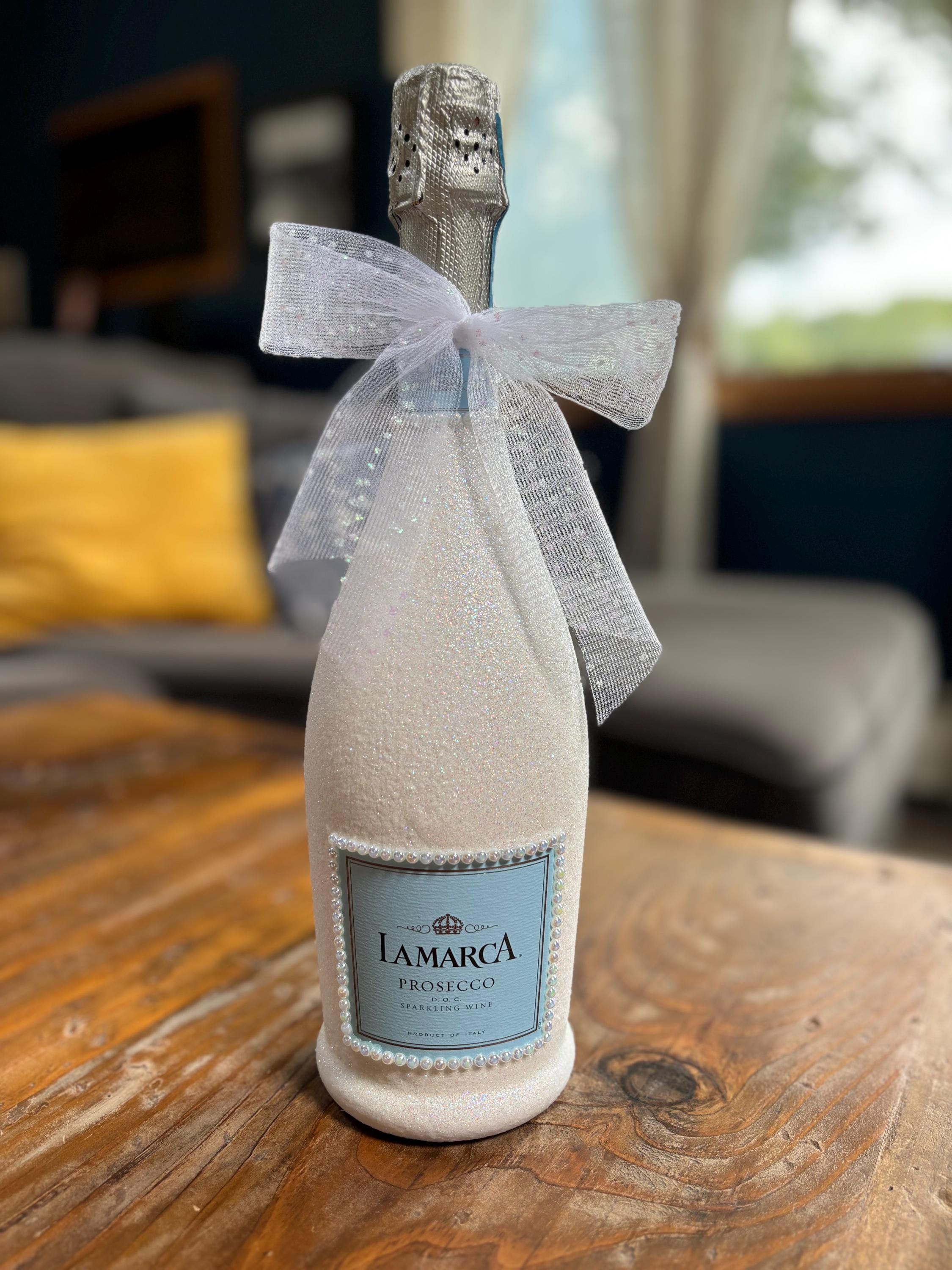 Beautifully decorated Bridal Champ Bottle!
