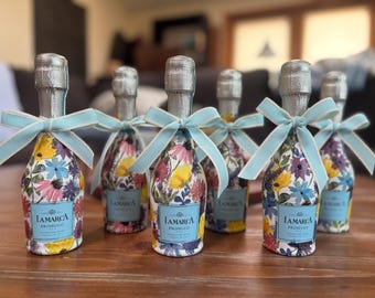 Bridesmaid and Bachelorette decorated mini Chsmp bottle gifts!
