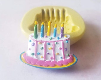Birthday Cake Silicone Mold Dollhouse Miniature Mold For Fondant For Polymer Clay Resin Wax Soap