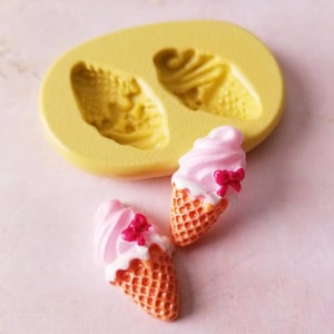 Miniature Ice-cream Cone Silicone Mold Miniature Sweets Mold For Fondant For Polymer Clay Resin Wax Soap