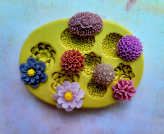 Different Flowers Silicone Mold Flower Center Mold for Chocolate Mini Flower  Mold for Fondant for Polymer Clay Resin 