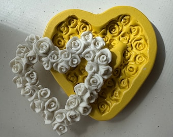 Floral Heart Silicone Mold: Cake Decor, Fondant, Polymer Clay