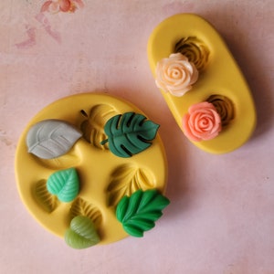 Flower & Leaf Silicone Mold: Rose, Fondant, Clay, Resin