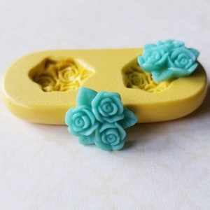 Rose trio silicone mold leaf mold fondant chocolate flower mold for polymer clay resin  mold cake decor