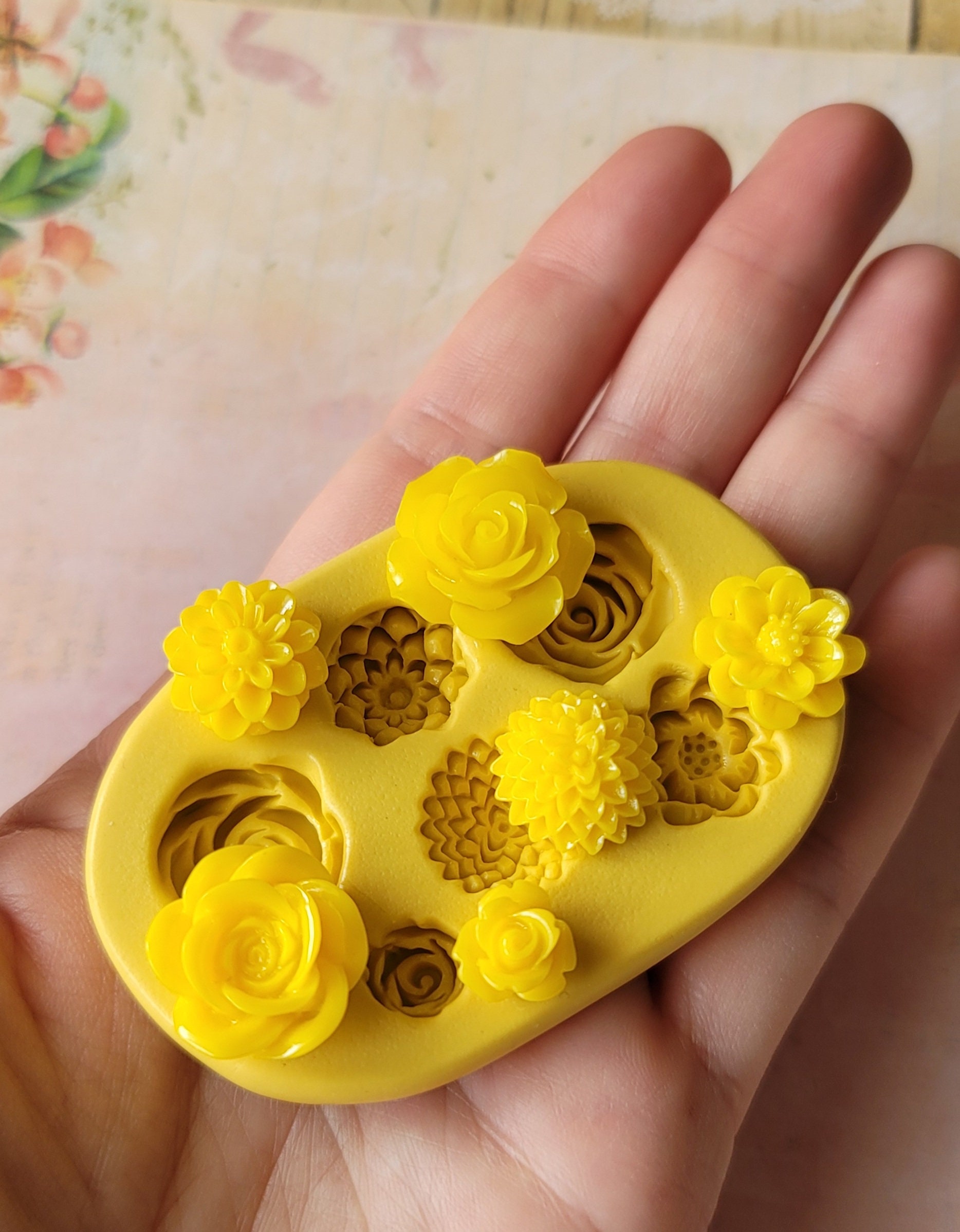 Cabbage Rose Mold/Mould - Silicone Mold - Flower - Polymer Clay Resin  Fondant