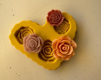 Rose Trio Silicone Mold: Fondant, Chocolate, Clay - Handmade in USA