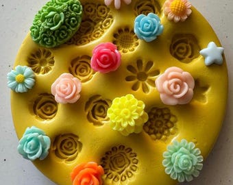 Flower Silicone Mold Fondant, Chocolate, Polymer Clay Flat back cabochon silicone molds