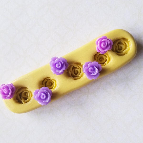 Tiny roses silicone mold fondant chocolate flower mold for polymer clay resin  mold cake decor