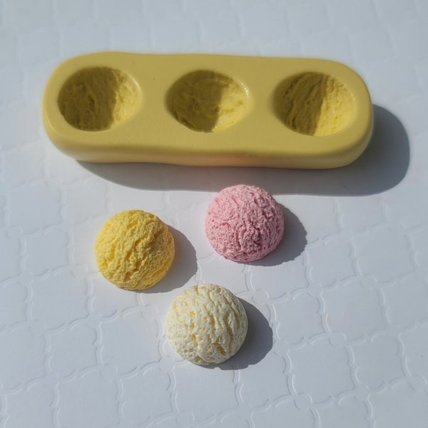 Ice cream Scoop Silicone Mold Chocolate Mold Fondant For Clay Dollhouse Miniatures