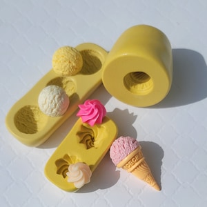 Ice cream Cone Silicone Mold  Whipped Cream Chocolate Mold Fondant For Clay Dollhouse Miniatures