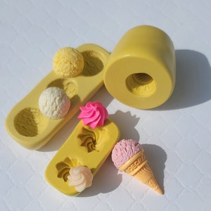 Ice cream Cone Silicone Mold  Whipped Cream Chocolate Mold Fondant For Clay Dollhouse Miniatures