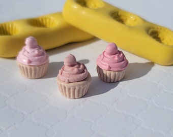 Tiny Cupcakes Silicone Mold: Dollhouse Miniature, Fondant, Polymer Clay