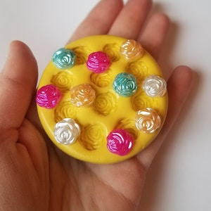Mini Roses Silicone Mold: Fondant, Chocolate, Polymer Clay (12mm)