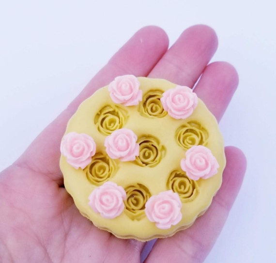 Mini flowers mold food safe fondant chocolate candy mold rose silicone mold