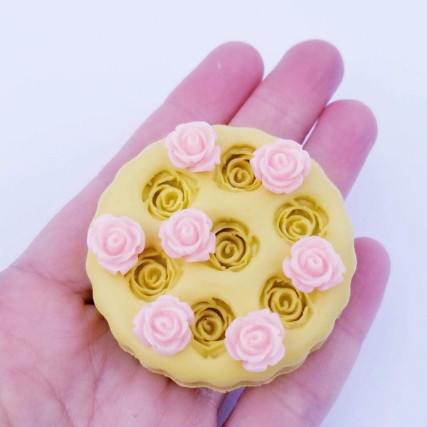 Mini roses silicone mold roses fondant chocolate flower mold for polymer clay resin  mold cake decor