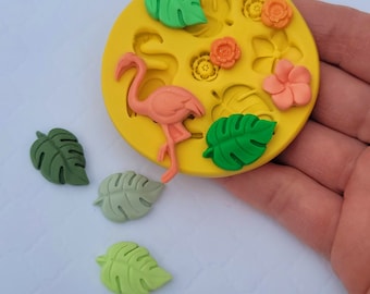 Flamingo mold monstera leaf fondant bird molds for chocolate mold for clay mold